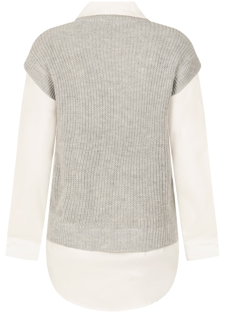 Tramontana harmaa / valkoinen neuleliivi / paita yhdistelmä