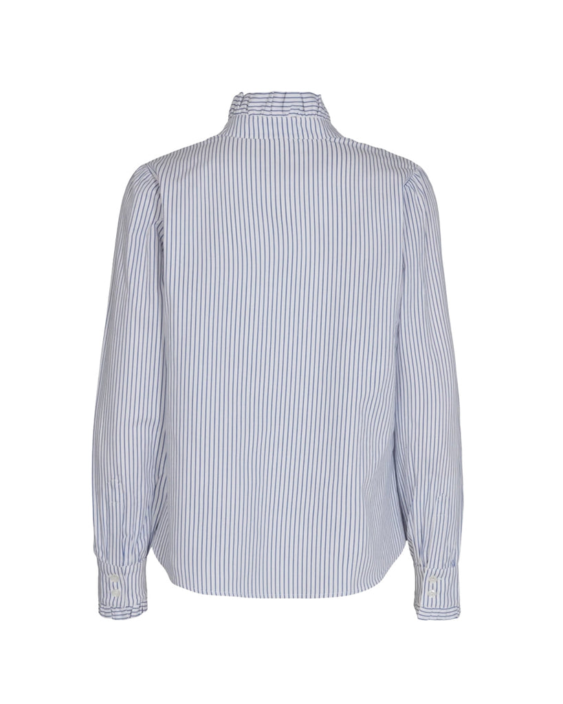 Pieszak Nadja frill shirt, white / blue stripe