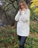 Tramontana luonnonvaalea oversize neule poolokauluksella, Jumper L/S Collar, Cream