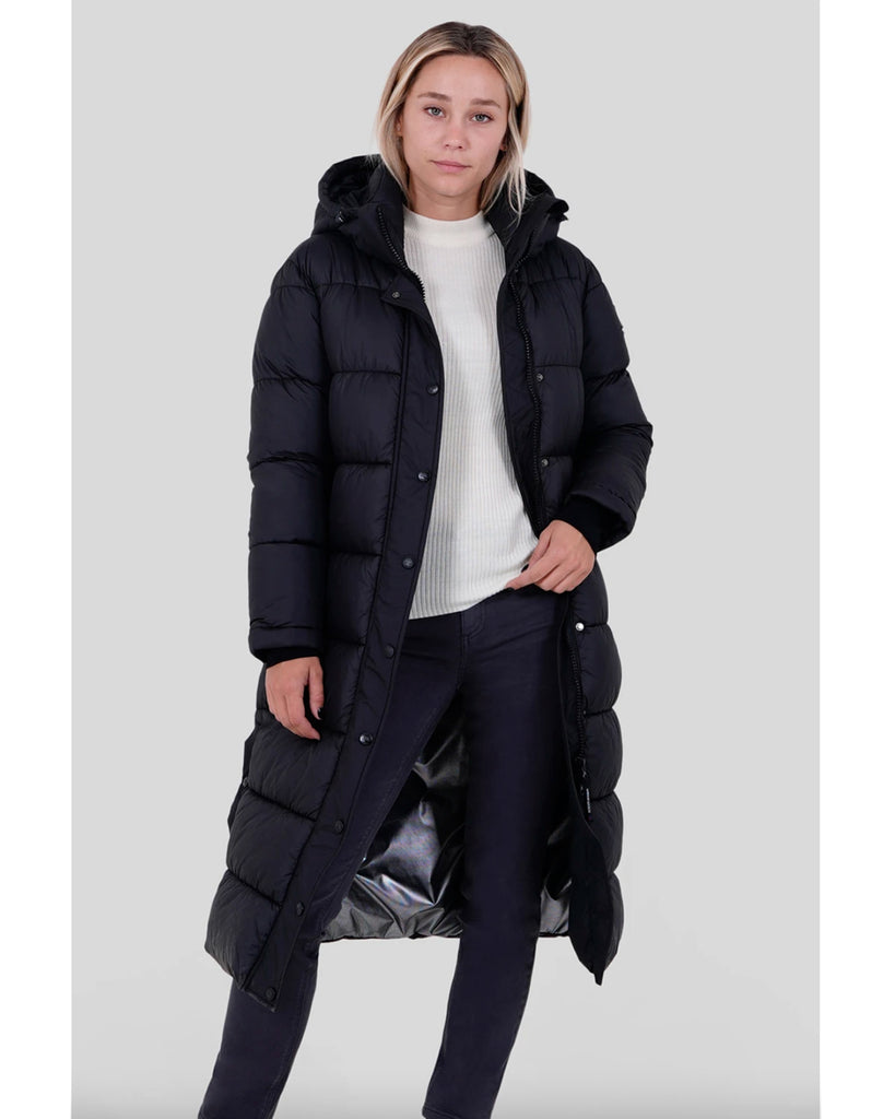 Maison Courch extra long puffer with hood Astragale, Black