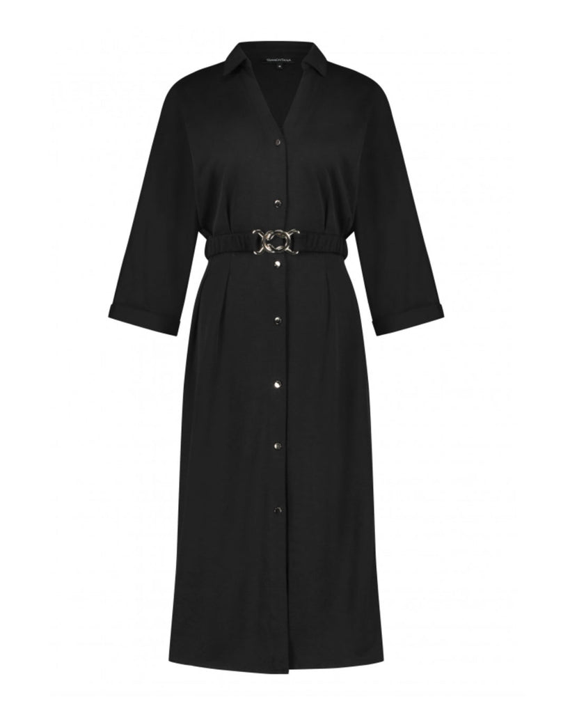 Tramontana musta 3/4-hihainen mekko, Dress Modal Pleats, Black